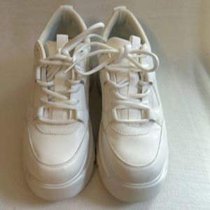 Zara, white platform sneakers, barely worn